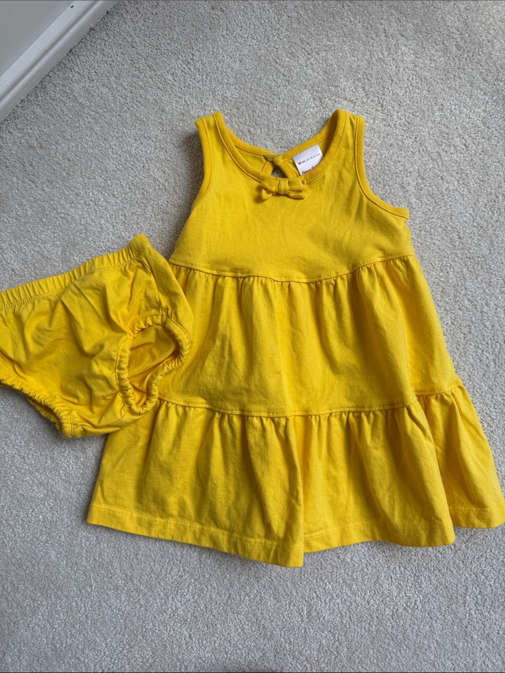 Hanna Andersson Bright Yellow Tiered Tank Dress with Bloomers